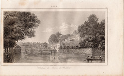 Waldeck Ducal Castle, steel engraving 1842, French, original, engraving, 10 x 18, print, Baden