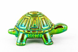 Zsolnay, large turtle eosin green gold porcelain figurine, flawless! (P162)