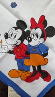 Vintage jelzett Mickey és Minnie egeres textil zsebkendő