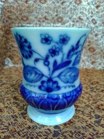 LEÁRAZTAM!!! Antik, biedermeier, kézzel festett hasas flow blue porcelánbögre