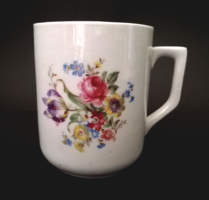Antique zsolnay porcelain mug with spring bouquet pattern