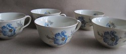 KPM Royal Ivory - 5 db kékvirágos porcelán csésze