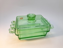 Bohémia üveg vajtartó - zöld