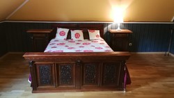 Old German bed + two bedside tables