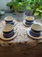 Angol Fehér-Kék csíkos teáscsésze alátét tányérral