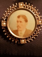 Antique photo brooch.