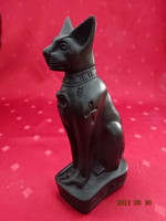 Figurális szobor, egyiptomi szent macska, Básztet - magassága 15,5 cm. Vanneki!
