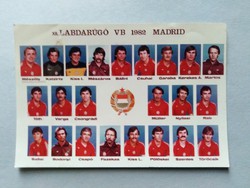 Magyar Labdarugó Válogatott 1982 Madrid VB, postatiszta képeslap, 1980-as évek