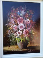 The painter János Bácskai varga, a still life of flowers