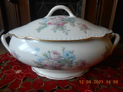 Zsolnay beaded, rose patterned soup bowl