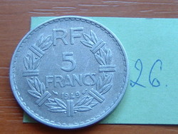 FRANCIA 5 FRANCS FRANK 1949 CLOSED 9 ALU.  26.