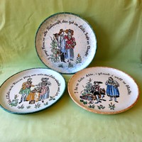 Német, antik gránit tányér, dísztányér ( 3 db)
