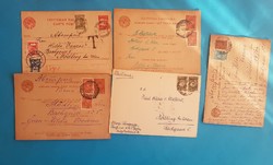 6 db orosz levelezőlap előnyomott + postai bélyegekkel. (1 db portós)