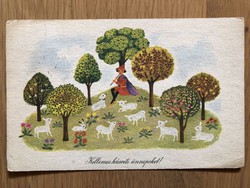 Aranyos Húsvéti képeslap - K. Lukáts Kató rajz