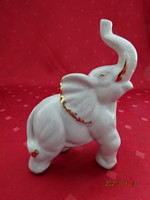 Német porcelán elefánt figura, fehér, arany szegélyes, magassága 13 cm. Vanneki!