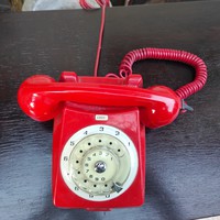 Piros retro telefon, színes telefon,