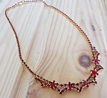 Old gilded Czech garnet stony necklace