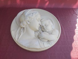 1 HUF auction! Mary with your baby wall relief 46 cm. Atelier r. Well, praha.