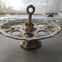 Antique egg holder in 1800s baroque style, gilded luxury offering