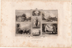 Windsori kastély, acélmetszet 1843, Payne's Universum, eredeti, 12 x 17, metszet, Windsor, Viktória