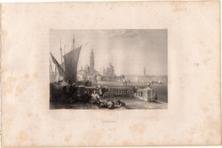 Velence, acélmetszet 1843, Payne's Universum, eredeti, 10 x 15, metszet, Olaszország, Venedig