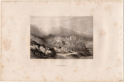 Placencia, acélmetszet 1843, Payne's Universum, eredeti, 10 x 14, metszet, Spanyolország
