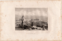 Róma, Szent Péter - bazilika, acélmetszet 1843, Payne's Universum, eredeti, 10 x 15, metszet Vatikán