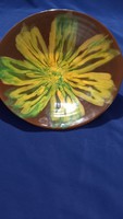 Retro ceramic wall plate brown green yellow