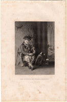 A skót dudás, acélmetszet 1843, Payne's Universum, eredeti, 11 x 15, metszet, duda, kutya