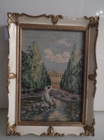 GOBELIN - KÉP - ANTIK - KERET - 20 x 15 x 2,5 cm  - TŰGOBELIN - RENDKÍVÜL RÉSZLETGAZDAG