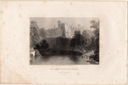 Kilkenny kastély, acélmetszet 1843, Payne's Universum, eredeti, 10 x 16, metszet, vár, Írország