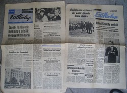 2 db Esti Hírlap a Kennedy gyilkosságról, 1963 és 1968