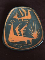 Marked rare janáky viktor bird on ceramic wall plate