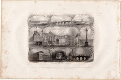 Párizs (4), acélmetszet 1843, Payne's Universum, eredeti, 12 x 16, metszet, Pont Royal, Pont Neuf