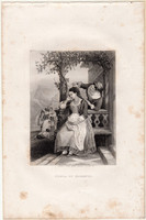 Sorrento, ünnep, acélmetszet 1843, Payne's Universum, eredeti, 11 x 15, metszet, Olaszország