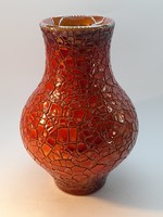 Zsolnay ökörvér, repesztett mázas  váza 19 cm
