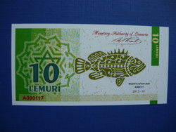 Lemuria 10 lemur 2013 hal! Rare fantasy paper money! Unc!