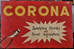 Vintage Enamel Sign, CORONA Sparkling Wine