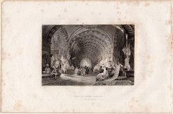 Konstantinápoly, acélmetszet 1843, Payne's Universum, eredeti, 10 x 15, metszet, Nagy bazár, török