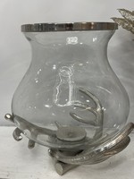 30cm magas üveg tál bonbonier cookijar szarvas agancs fém alumínium kombinációval