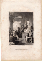 A mesemondó, acélmetszet 1843, Payne's Universum, eredeti, 11 x 15, metszet, szónok, Törökország