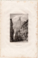 Zaragoza, acélmetszet 1843, Payne's Universum, eredeti, 9 x 14, metszet, Saragossa, Spanyolország