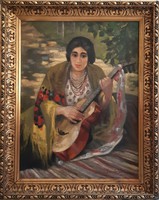 Latinka Elzának tulajdoítva (1895-1947) Fiatal lány gitárral, 1914