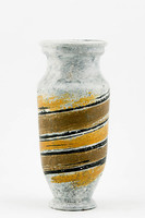 Gorka lívia, retro 1960 twisted motif 27.4 Cm artistic ceramic vase, flawless! (G100)