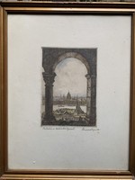 Etching collectors attention !! Gyula Conrad - view from the fishing bastion etching from 1 ft