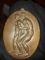 Talán Reich Károly? Gyönyörű bronz faliplakett, 15x11 cm, pár tíz dekás, erotikus...
