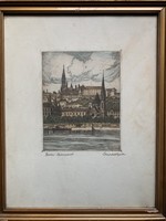 Etching collectors attention !! Gyula Conrad - Buda Danube shore etching from 1 ft