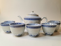 Kínai porcelán Jingdezhen teáskészlet rizsmintával