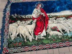 Jesus a.Good shepherd, 180x125 cm mokett tapestry, with a really rare life picture