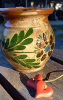 Old folk ceramic glazed jar of silk